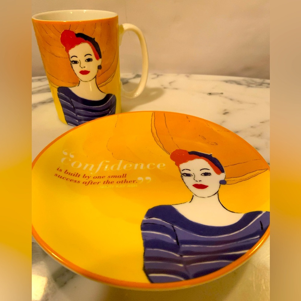 Mary Kay Collectable Cup & Dessert Plate With “Confidence” Quote